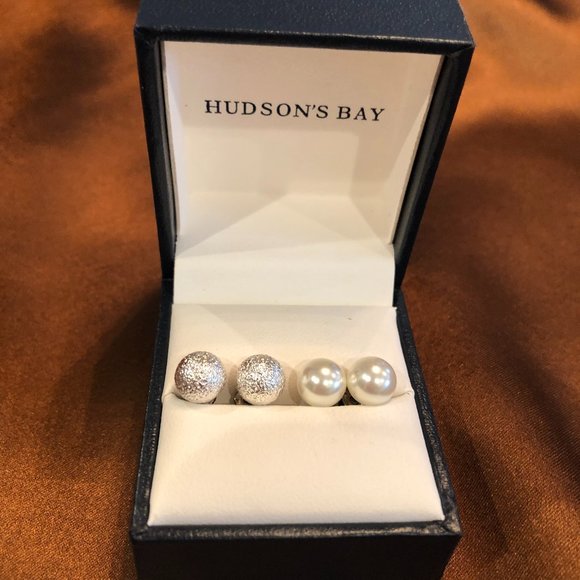 Hudson's Bay Sparkle Studs & Pearl Studs Earring Sets. - Picture 3 of 3